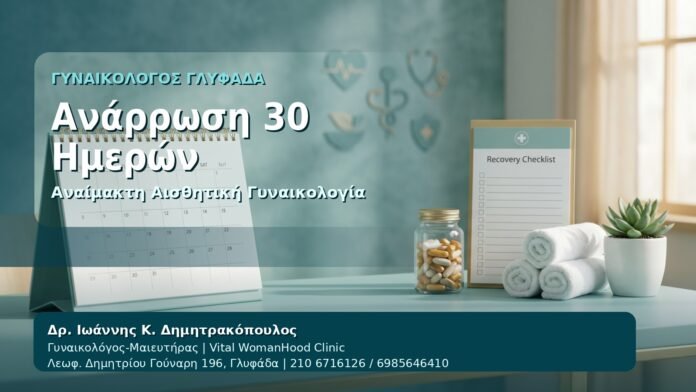 Ανάρρωση 30 Ημερών - Γυναικολόγος Γλυφάδα: Ανάρρωση μετά από Αναίμακτη Αιδοιοπλαστική — Οδηγός 30 Ημερών από τον Δρ. Ιωάννη Κ. Δημητρακόπουλο, Γυναικολόγο-Μαιευτήρα στη Γλυφάδα