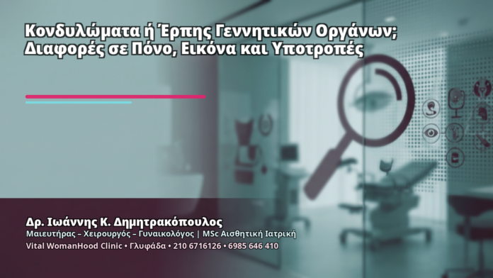 Κονδυλώματα ή Έρπης Γεννητικών Οργάνων; Διαφορές σε Πόνο, Εικόνα και Υποτροπές - Δρ. Ιωάννης Κ. Δημητρακόπουλος