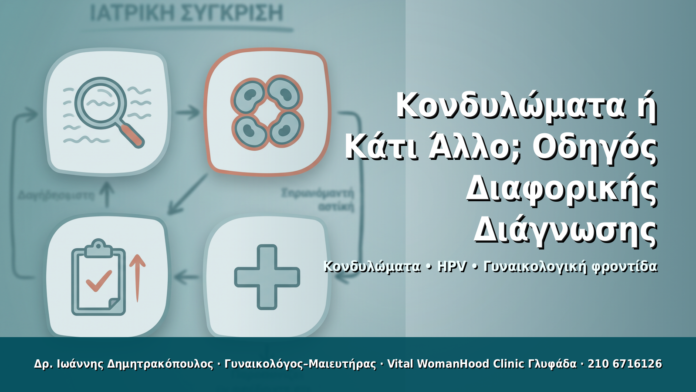 Κονδυλώματα ή Κάτι Άλλο; Οδηγός Διαφορικής Διάγνωσης - Δρ. Ιωάννης Δημητρακόπουλος · Γυναικολόγος–Μαιευτήρας · Vital WomanHood Clinic Γλυφάδα · 210 6716126