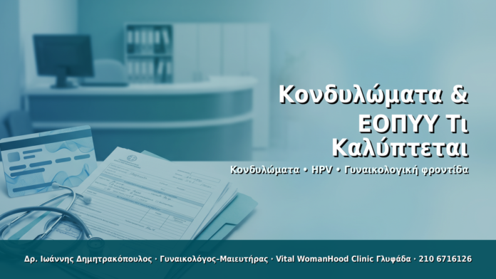 Κονδυλώματα & ΕΟΠΥΥ: Τι Καλύπτεται - Δρ. Ιωάννης Δημητρακόπουλος · Γυναικολόγος–Μαιευτήρας · Vital WomanHood Clinic Γλυφάδα · 210 6716126