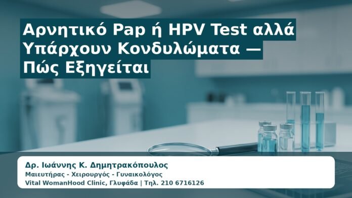 Γυναικολόγος Γλυφάδα: Αρνητικό Pap ή HPV Test αλλά Υπάρχουν Κονδυλώματα — Πώς Εξηγείται