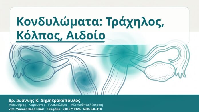 Κονδυλώματα: Τράχηλος, Κόλπος, Αιδοίο Κονδυλώματα: Τράχηλος, Κόλπος, Αιδοίο - Δρ. Ιωάννης Κ. Δημητρακόπουλος