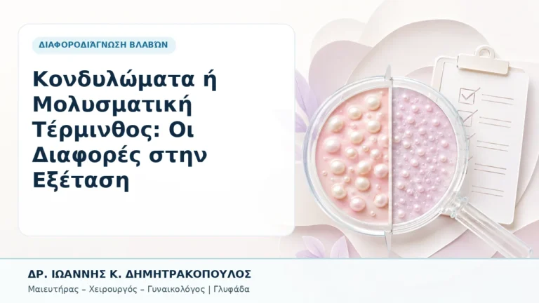 Κονδυλώματα ή Μολυσματική Τέρμινθος: Οι Διαφορές στην Εξέταση - Δρ. Ιωάννης Κ. Δημητρακόπουλος, Γυναικολόγος Γλυφάδα