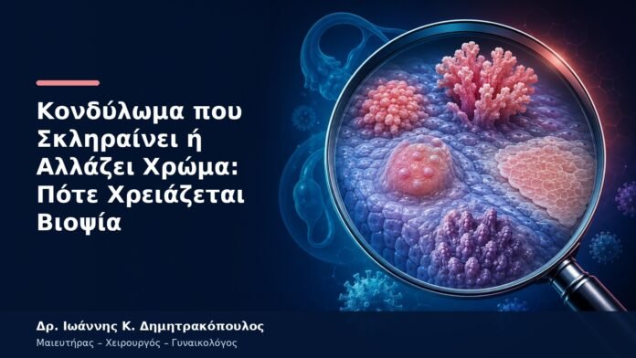 Κονδύλωμα που Σκληραίνει ή Αλλάζει Χρώμα: Πότε Χρειάζεται Βιοψία Κονδύλωμα που Σκληραίνει ή Αλλάζει Χρώμα: Πότε Χρειάζεται Βιοψία