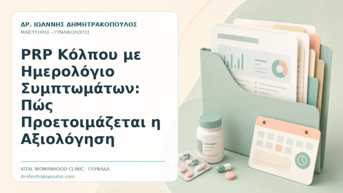 PRP Κόλπου με Ημερολόγιο Συμπτωμάτων: Πώς Προετοιμάζεται η Αξιολόγηση PRP Κόλπου με Ημερολόγιο Συμπτωμάτων: Πώς Προετοιμάζεται η Αξιολόγηση - Δρ. Ιωάννης Δημητρακόπουλος, Γυναικολόγος Γλυφάδα