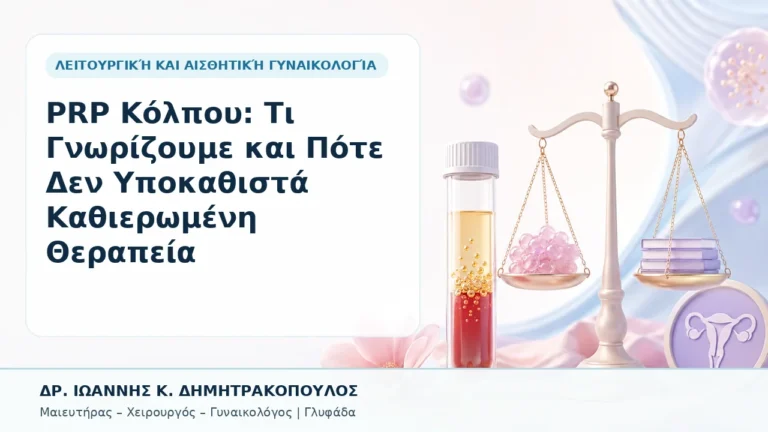 PRP Κόλπου: Τι Γνωρίζουμε και Πότε Δεν Υποκαθιστά Καθιερωμένη Θεραπεία - Δρ. Ιωάννης Κ. Δημητρακόπουλος, Γυναικολόγος Γλυφάδα