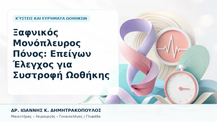 Ξαφνικός Μονόπλευρος Πόνος: Επείγων Έλεγχος για Συστροφή Ωοθήκης - Δρ. Ιωάννης Κ. Δημητρακόπουλος, Γυναικολόγος Γλυφάδα