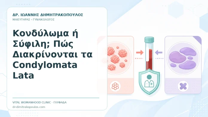 Κονδύλωμα ή Σύφιλη; Πώς Διακρίνονται τα Condylomata Lata Κονδύλωμα ή Σύφιλη; Πώς Διακρίνονται τα Condylomata Lata - Δρ. Ιωάννης Δημητρακόπουλος, Γυναικολόγος Γλυφάδα
