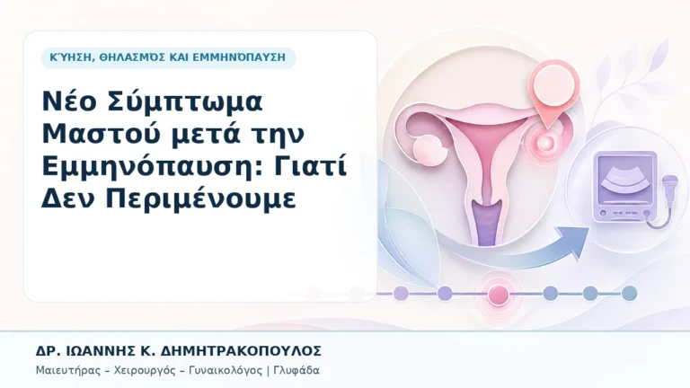 Νέο Σύμπτωμα Μαστού μετά την Εμμηνόπαυση: Γιατί Δεν Περιμένουμε - Δρ. Ιωάννης Κ. Δημητρακόπουλος, Γυναικολόγος Γλυφάδα
