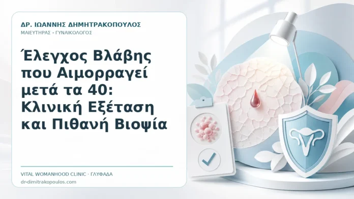 Έλεγχος Βλάβης που Αιμορραγεί μετά τα 40: Κλινική Εξέταση και Πιθανή Βιοψία Έλεγχος Βλάβης που Αιμορραγεί μετά τα 40: Κλινική Εξέταση και Πιθανή Βιοψία - Δρ. Ιωάννης Δημητρακόπουλος, Γυναικολόγος Γλυφάδα