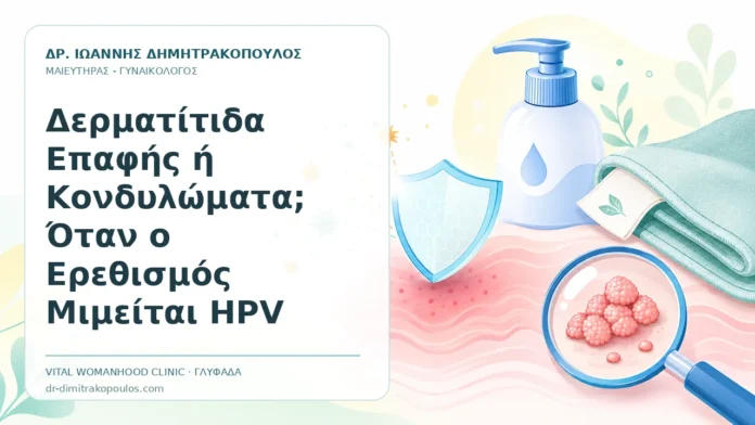 Δερματίτιδα Επαφής ή Κονδυλώματα; Όταν ο Ερεθισμός Μιμείται HPV Δερματίτιδα Επαφής ή Κονδυλώματα; Όταν ο Ερεθισμός Μιμείται HPV - Δρ. Ιωάννης Δημητρακόπουλος, Γυναικολόγος Γλυφάδα