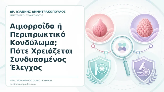 Αιμορροΐδα ή Περιπρωκτικό Κονδύλωμα; Πότε Χρειάζεται Συνδυασμένος Έλεγχος Αιμορροΐδα ή Περιπρωκτικό Κονδύλωμα; Πότε Χρειάζεται Συνδυασμένος Έλεγχος - Δρ. Ιωάννης Δημητρακόπουλος, Γυναικολόγος Γλυφάδα