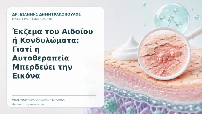 Έκζεμα του Αιδοίου ή Κονδυλώματα: Γιατί η Αυτοθεραπεία Μπερδεύει την Εικόνα Έκζεμα του Αιδοίου ή Κονδυλώματα: Γιατί η Αυτοθεραπεία Μπερδεύει την Εικόνα - Δρ. Ιωάννης Δημητρακόπουλος, Γυναικολόγος Γλυφάδα