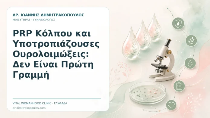 PRP Κόλπου και Υποτροπιάζουσες Ουρολοιμώξεις: Δεν Είναι Πρώτη Γραμμή PRP Κόλπου και Υποτροπιάζουσες Ουρολοιμώξεις: Δεν Είναι Πρώτη Γραμμή - Δρ. Ιωάννης Δημητρακόπουλος, Γυναικολόγος Γλυφάδα