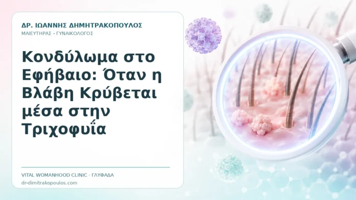 Κονδύλωμα στο Εφήβαιο: Όταν η Βλάβη Κρύβεται μέσα στην Τριχοφυΐα Κονδύλωμα στο Εφήβαιο: Όταν η Βλάβη Κρύβεται μέσα στην Τριχοφυΐα - Δρ. Ιωάννης Δημητρακόπουλος, Γυναικολόγος Γλυφάδα