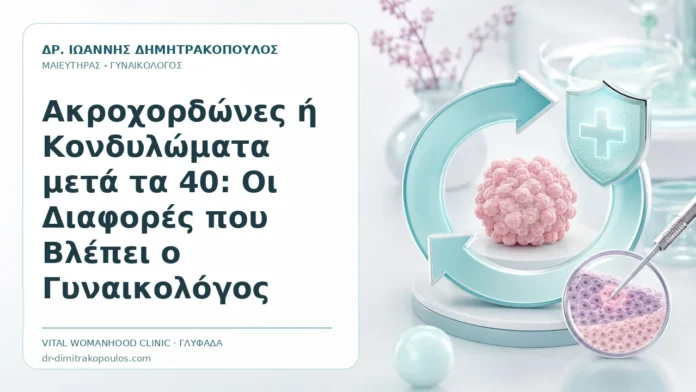 Ακροχορδώνες ή Κονδυλώματα μετά τα 40: Οι Διαφορές που Βλέπει ο Γυναικολόγος Ακροχορδώνες ή Κονδυλώματα μετά τα 40: Οι Διαφορές που Βλέπει ο Γυναικολόγος - Δρ. Ιωάννης Δημητρακόπουλος, Γυναικολόγος Γλυφάδα