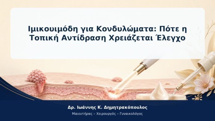 Ιμικουιμόδη για Κονδυλώματα: Πότε η Τοπική Αντίδραση Χρειάζεται Έλεγχο Ιμικουιμόδη για Κονδυλώματα: Πότε η Τοπική Αντίδραση Χρειάζεται Έλεγχο
