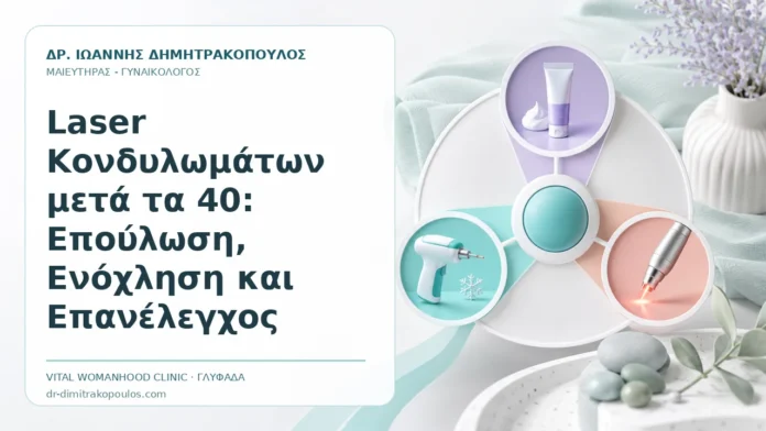Laser Κονδυλωμάτων μετά τα 40: Επούλωση, Ενόχληση και Επανέλεγχος Laser Κονδυλωμάτων μετά τα 40: Επούλωση, Ενόχληση και Επανέλεγχος - Δρ. Ιωάννης Δημητρακόπουλος, Γυναικολόγος Γλυφάδα