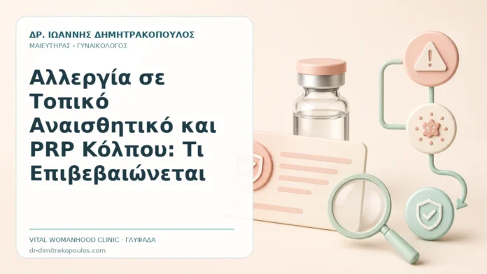 Αλλεργία σε Τοπικό Αναισθητικό και PRP Κόλπου: Τι Επιβεβαιώνεται Αλλεργία σε Τοπικό Αναισθητικό και PRP Κόλπου: Τι Επιβεβαιώνεται - Δρ. Ιωάννης Δημητρακόπουλος, Γυναικολόγος Γλυφάδα