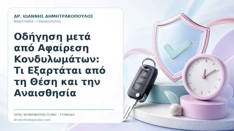 Οδήγηση μετά από Αφαίρεση Κονδυλωμάτων: Τι Εξαρτάται από τη Θέση και την Αναισθησία - Δρ. Ιωάννης Δημητρακόπουλος, Γυναικολόγος Γλυφάδα