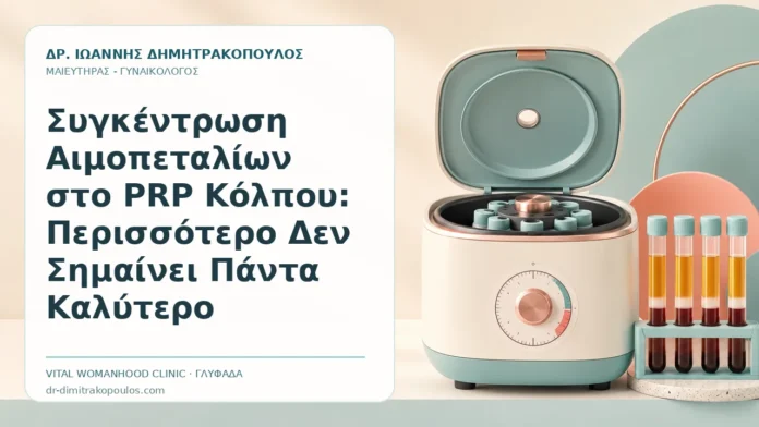 Συγκέντρωση Αιμοπεταλίων στο PRP Κόλπου: Περισσότερο Δεν Σημαίνει Πάντα Καλύτερο - Δρ. Ιωάννης Δημητρακόπουλος, Γυναικολόγος Γλυφάδα