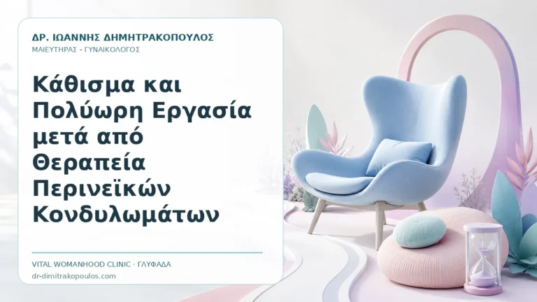Κάθισμα και Πολύωρη Εργασία μετά από Θεραπεία Περινεϊκών Κονδυλωμάτων - Δρ. Ιωάννης Δημητρακόπουλος, Γυναικολόγος Γλυφάδα