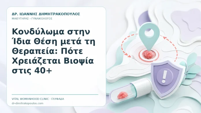 Κονδύλωμα στην Ίδια Θέση μετά τη Θεραπεία: Πότε Χρειάζεται Βιοψία στις 40+ Κονδύλωμα στην Ίδια Θέση μετά τη Θεραπεία: Πότε Χρειάζεται Βιοψία στις 40+ - Δρ. Ιωάννης Δημητρακόπουλος, Γυναικολόγος Γλυφάδα