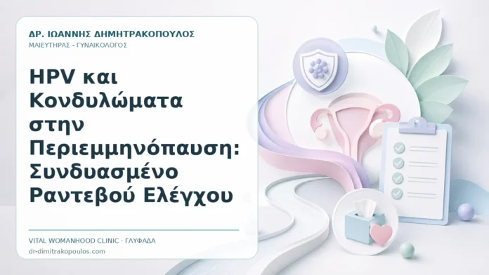 HPV και Κονδυλώματα στην Περιεμμηνόπαυση: Συνδυασμένο Ραντεβού Ελέγχου HPV και Κονδυλώματα στην Περιεμμηνόπαυση: Συνδυασμένο Ραντεβού Ελέγχου - Δρ. Ιωάννης Δημητρακόπουλος, Γυναικολόγος Γλυφάδα
