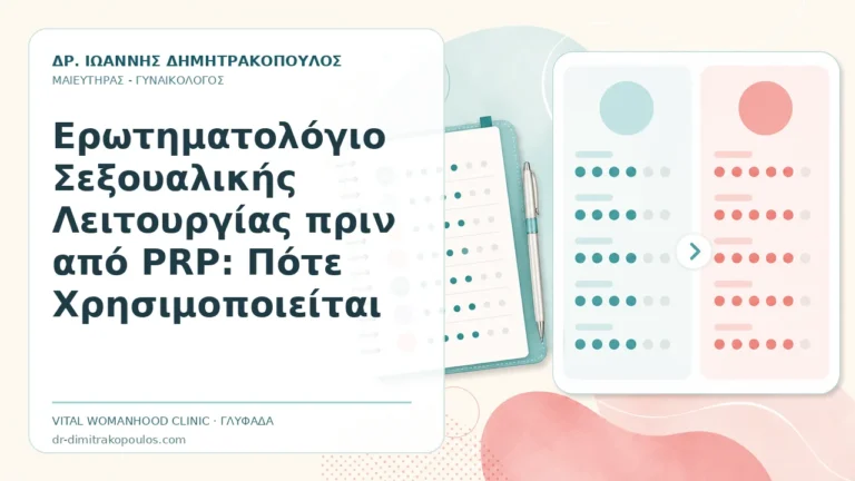 Ερωτηματολόγιο Σεξουαλικής Λειτουργίας πριν από PRP: Πότε Χρησιμοποιείται - Δρ. Ιωάννης Δημητρακόπουλος, Γυναικολόγος Γλυφάδα