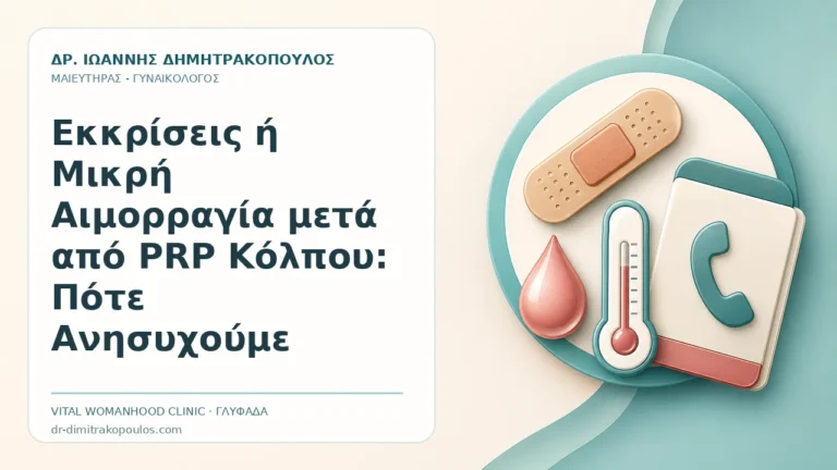 Εκκρίσεις ή Μικρή Αιμορραγία μετά από PRP Κόλπου: Πότε Ανησυχούμε - Δρ. Ιωάννης Δημητρακόπουλος, Γυναικολόγος Γλυφάδα