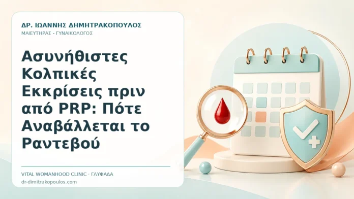 Ασυνήθιστες Κολπικές Εκκρίσεις πριν από PRP: Πότε Αναβάλλεται το Ραντεβού Ασυνήθιστες Κολπικές Εκκρίσεις πριν από PRP: Πότε Αναβάλλεται το Ραντεβού - Δρ. Ιωάννης Δημητρακόπουλος, Γυναικολόγος Γλυφάδα