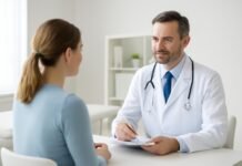 Αναίμακτη διαπλαστική: Η σύγχρονη εναλλακτική για αισθητική βελτίωση Γιατρός σε φιλικό ιατρικό περιβάλλον συμβουλεύει ασθενή σχετικά με αναίμακτη διαπλαστική