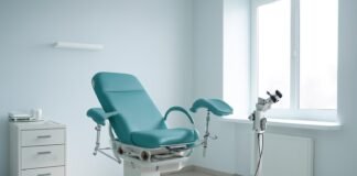 Ιατρείο Γυναικολογίας σε σύγχρονο και φωτεινό ιατρικό περιβάλλον με εξοπλισμό για αντισυλληπτικό δακτύλιο
