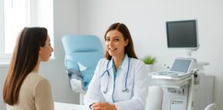 Φωτεινό σύγχρονο ιατρείο γυναικολογίας με εξοπλισμό και περιβάλλον συμβουλευτικής για γυναίκες στο ιατρείο της Γλυφάδας