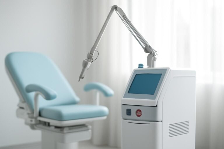 Ιατρικός εξοπλισμός laser για θεραπεία κονδυλωμάτων HPV σε γυναικολογική κλινική, διακριτική και επαγγελματική εικόνα