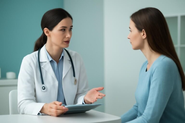 Γυναικολόγος συζητά με γυναίκα ασθενή στο ιατρείο στη Γλυφάδα