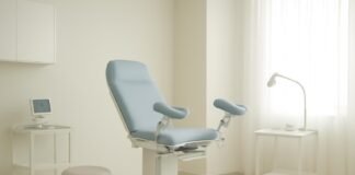 Σύγχρονο γυναικολογικό ιατρείο με ιατρικό εξοπλισμό σε φωτεινό περιβάλλον