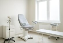 Σύγχρονο γυναικολογικό ιατρείο με ιατρικό εξοπλισμό, φωτεινό και επαγγελματικό περιβάλλον