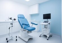 Σύγχρονο γυναικολογικό ιατρείο με ιατρικό εξοπλισμό