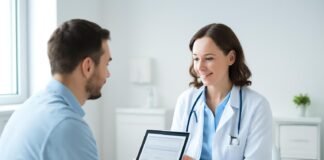 Σύγχρονη ιατρική διαβούλευση στο ιατρείο γυναικολόγου στη Γλυφάδα με χρήση tablet για ανάλυση αποτελεσμάτων