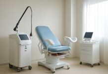 Σύγχρονο γυναικολογικό ιατρείο με εξειδικευμένο laser εξοπλισμό για θεραπεία κονδυλωμάτων HPV