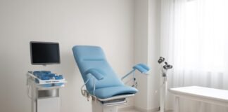 Σύγχρονο γυναικολογικό ιατρείο με φωτεινό και καθαρό χώρο εξοπλισμένο με σύγχρονα ιατρικά μηχανήματα και υποδομές για αξιολόγηση τραχηλικών βλαβών