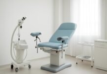 Σύγχρονο γυναικολογικό ιατρείο με εξοπλισμό laser για θεραπεία κονδυλωμάτων