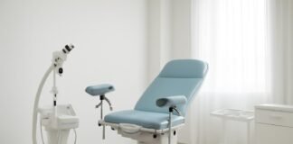 Σύγχρονο γυναικολογικό ιατρείο με εξοπλισμό laser για θεραπεία κονδυλωμάτων