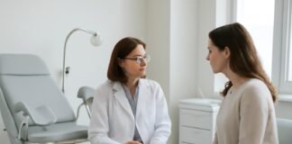 Σύγχρονο γυναικολογικό ιατρείο με ιατρικό προσωπικό σε συζήτηση με ασθενή
