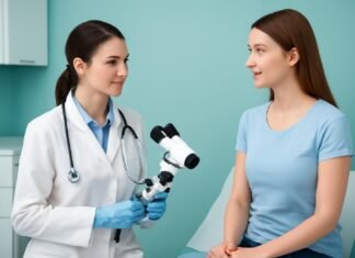 Εξειδικευμένη Διαγνωστική Εξέταση για HPV: Ακριβής Αξιολόγηση και Υποστήριξη στη Γλυφάδα Γυναικολόγος παίρνει δείγμα για HPV σε σύγχρονο ιατρικό περιβάλλον στη Γλυφάδα