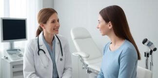 Σύγχρονο γυναικολογικό ιατρείο με εξοπλισμό και γιατρό σε φιλικό χώρο, χωρίς ευαίσθητη ανατομία, άνετο και επαγγελματικό περιβάλλον
