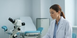 Εξειδικευμένη γυναικολογική χαρτογράφηση κονδυλωμάτων HPV με χρήση κολποσκόπησης σε ιατρικό περιβάλλον
