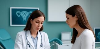 Δρ Ιωάννης Δημητρακόπουλος σε ιατρικό γραφείο με εξοπλισμό για έλεγχο κονδυλωμάτων HPV