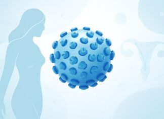 Η Εξατομίκευση στη Θεραπεία των HPV Κονδυλωμάτων: Ο Ρόλος του Ιατρού στην Επιλογή της Κατάλληλης Μεθόδου Abstract medical visualization of HPV virus with dermatological and gynecological elements in bright medical setting